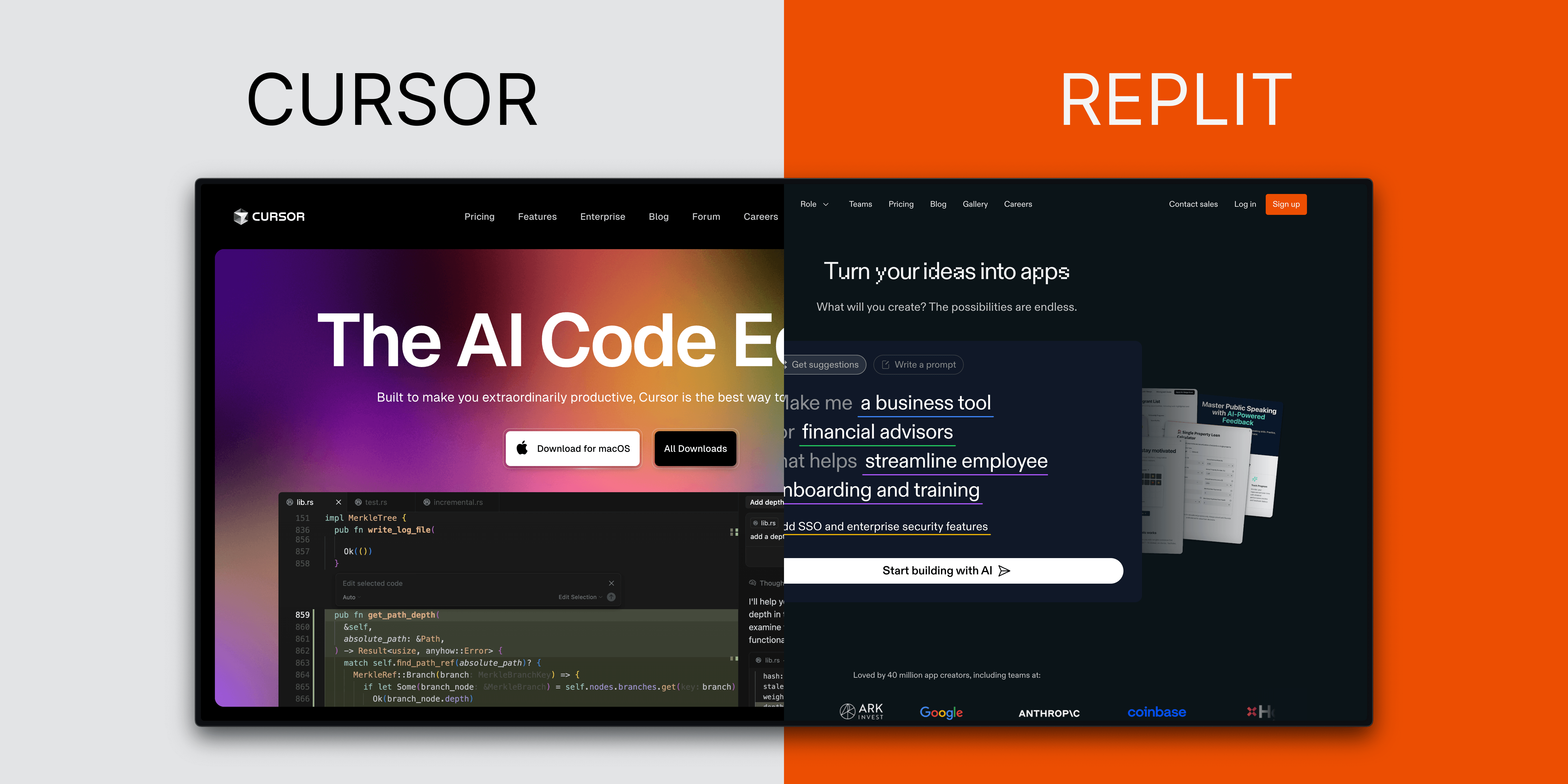 Cursor와 Replit 비교 분석