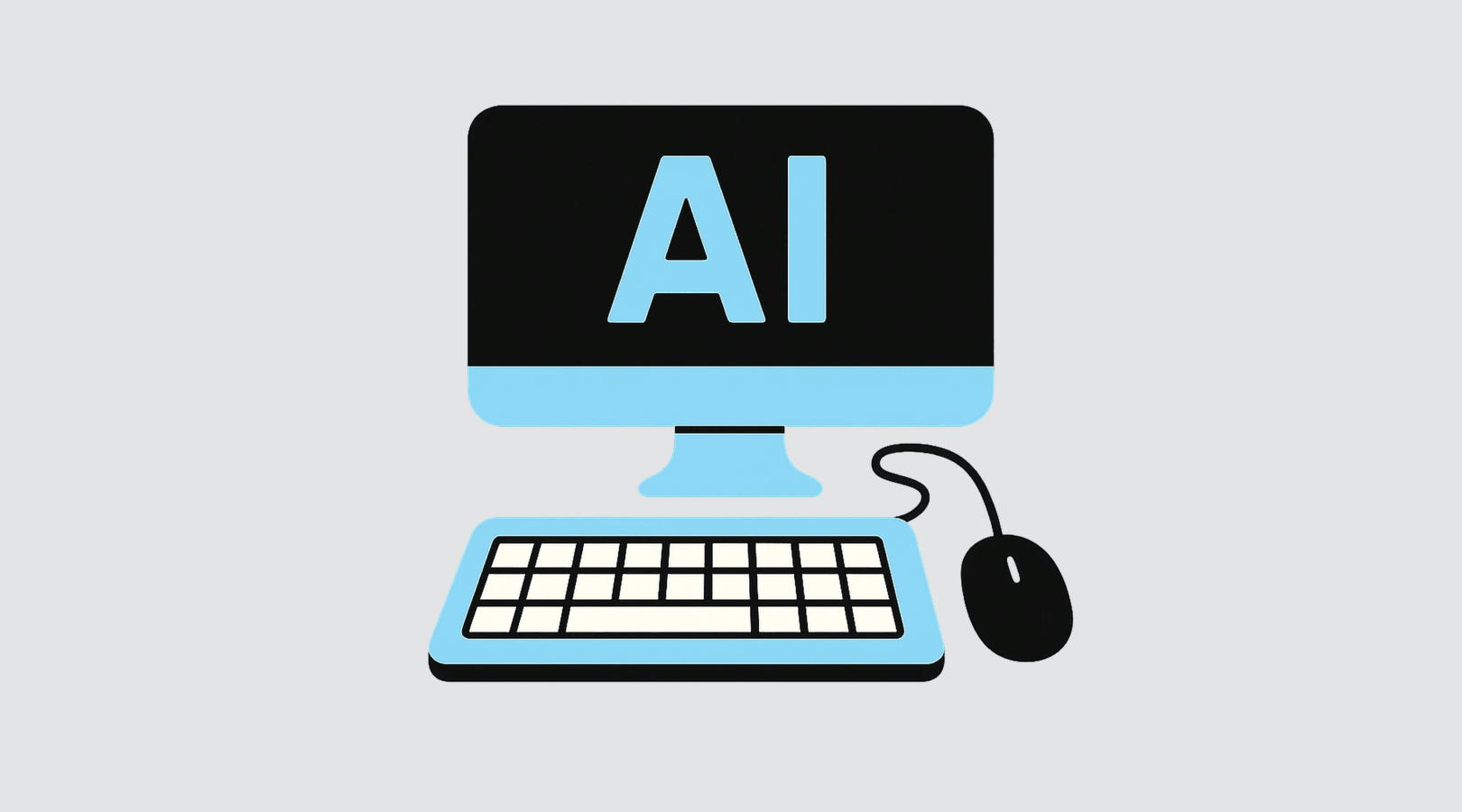 브랜드 일관성을 위한 가이드라인, 모니터, AI 글자가 보이는 이미지, 키보드, 마우스